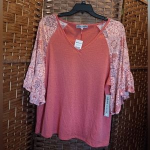 Absolutely Famous Bell Sleeve V-neck Blouse Top